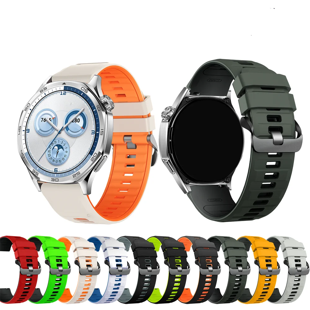 Pulseira de Silicone Macio de 22mm para Relógios HUAWEI WATCH GT 5 4 46mm, Watch 4 5 Pro, GT 3 2 Pro, Redmi Watch 5 Lite e Ative