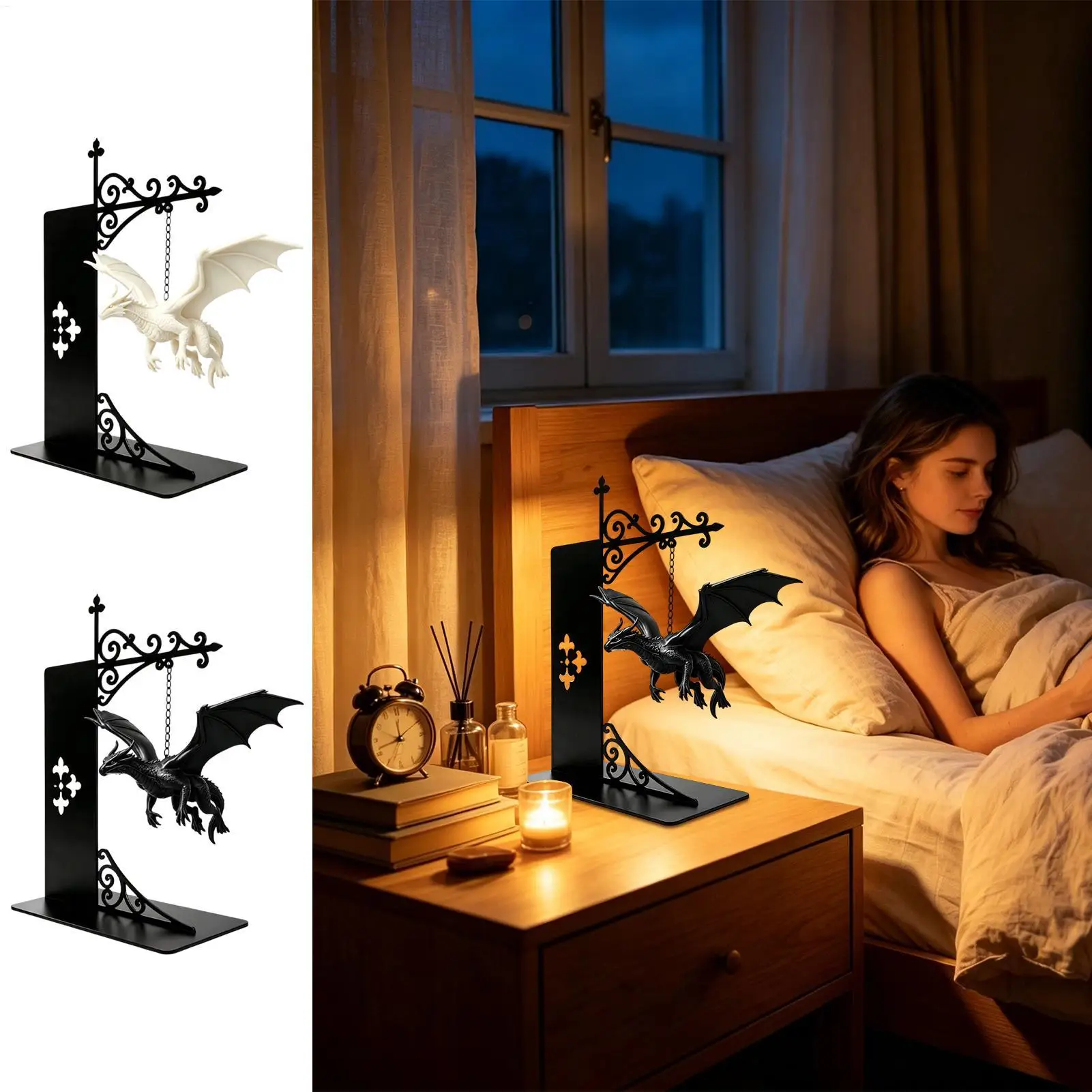 Dragon Bookshelf Lamp Fantasy Decorative Warm LED Nooklight Light LED Bookcase Light Dragon Lamp For Reading Corner Study Room