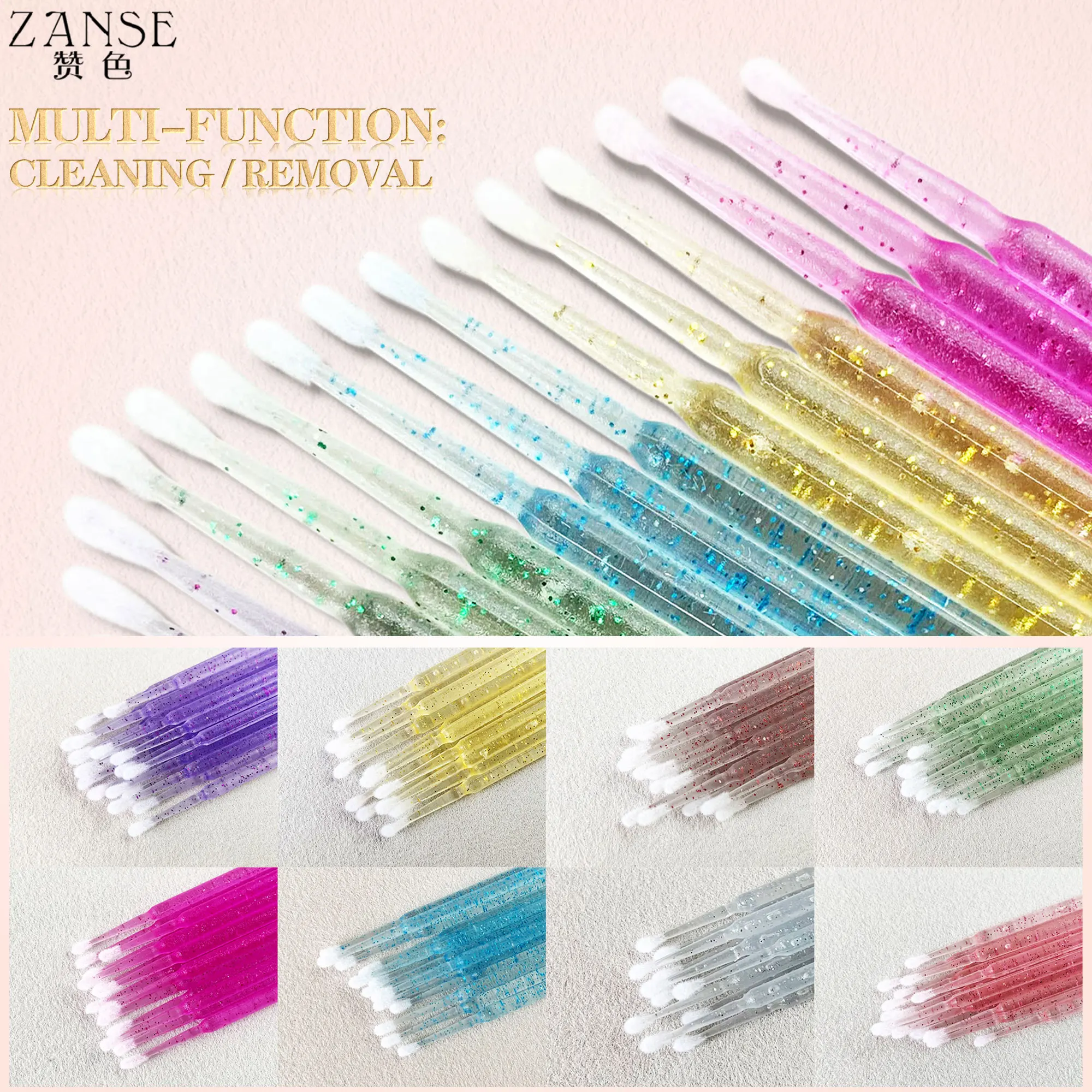 ZANSE Disposable MicroBrush Eyelashes Extension Individual Lash Removing Swab Crystal Micro Brush For Eyelash Extension Tools