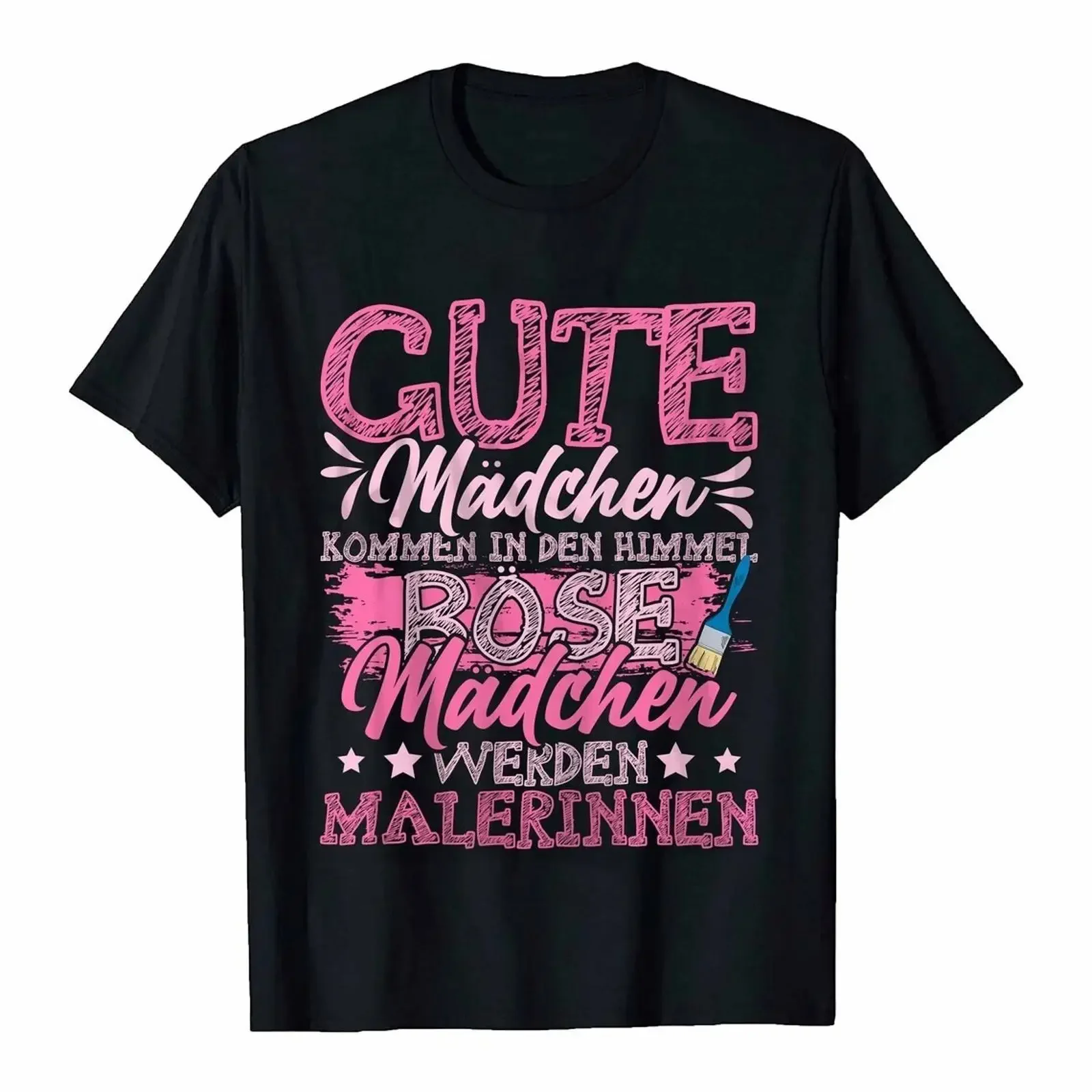 T-shirt pour femme, motif « Cute Girls Go to Heaven Bad Become Painters », lot de 3, style vintage délavé, streetwear unisexe extensible