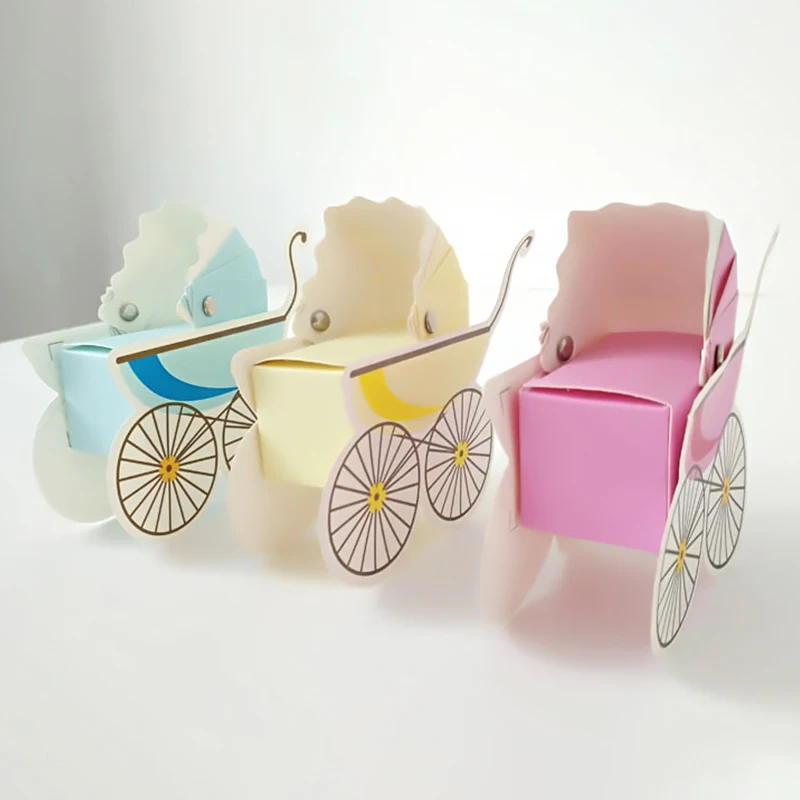 3 Styles Stroller Shape Candy Box Art Paper Sugar Coffee Tea Leaf Wrap Container Wedding Baby Shower Birthday Packing Storage