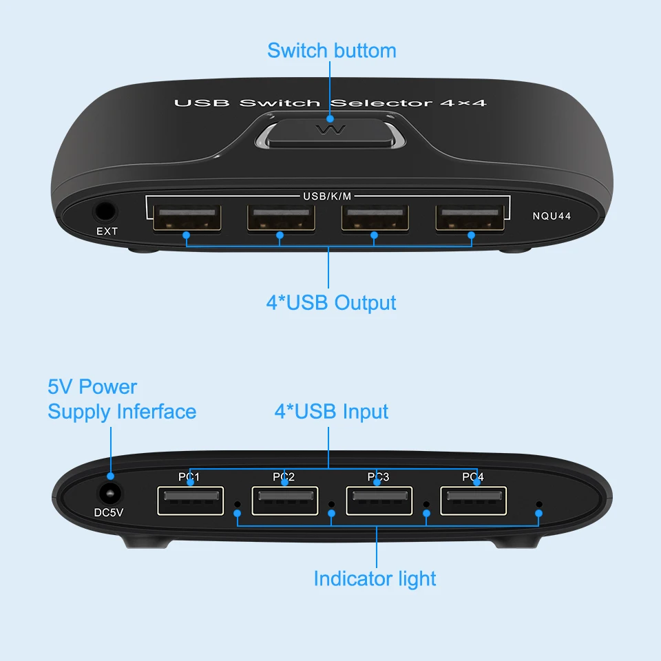 USB التبديل USB 2.0 الجلاد التبديل لنظام التشغيل Windows10 PC لوحة المفاتيح ماوس الطابعة 4 أجهزة تقاسم USB التبديل