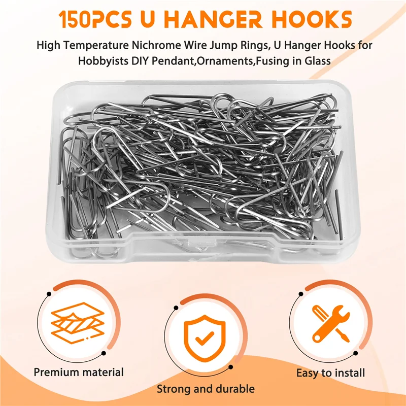 

ABWP-High Temperature Nichrome Wire Jump Rings, U Hanger Hooks For Hobbyists DIY Pendant,Ornaments,Fusing In Glass