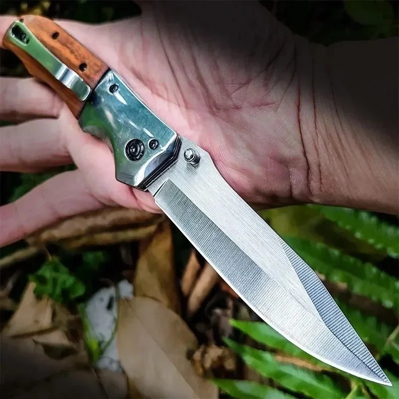 

New outdoor hunting knife, convenient multifunctional EDC survival knife, tumbler knife sharpener, Wooden handle