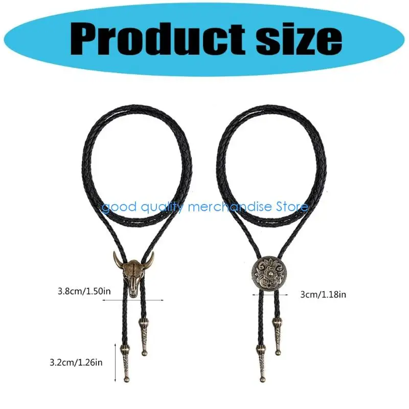 Y5JD Fashion Cow Head من جلد البولي يوريثان، إكسسوار رقبة بتفاصيل ربطة عنق أنيقة مثالية للارتداء اليومي والهدايا