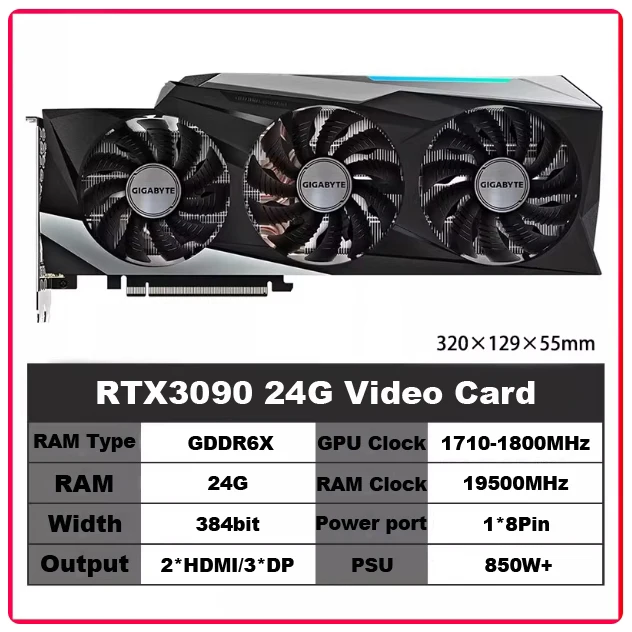 

Видеокарта RTX3090 24G Сверхмощный графический процессор Б/у Протестированное качество Очень хорошее
