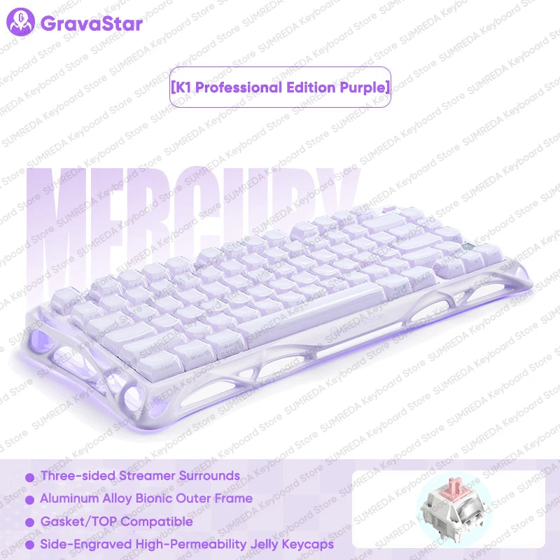 GravaStar M1 M2 Draadloze Muis Mercury K1 Toetsenbord Magnesiumlegering Hol ontwerp Bluetooth 2.4G Bedraad RGB Gaming PC Accessoires