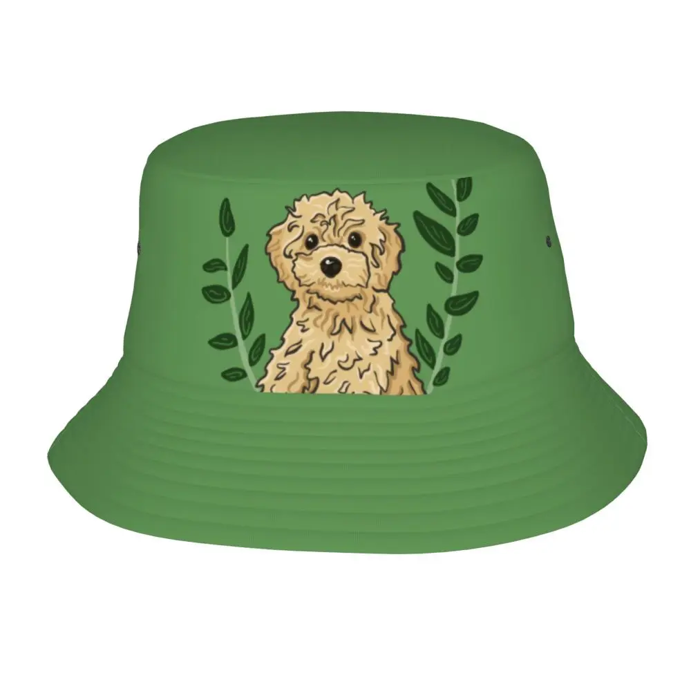 Sombrero de cubo de dibujos animados para hombre y mujer, gorra de pescador con diseño de cachorro de Poochon personalizado, a la moda, para la playa, para verano