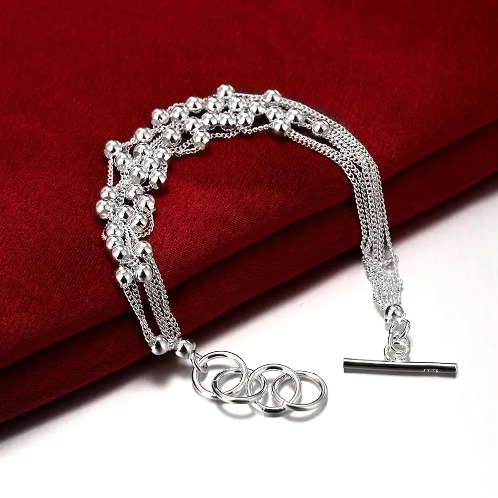 Ensemble de bijoux pompon en argent regardé 925 pour femme, perles de raisin, bracelets, colliers, boucles d'oreilles, fête de la mode, cadeaux de Noël, chaud