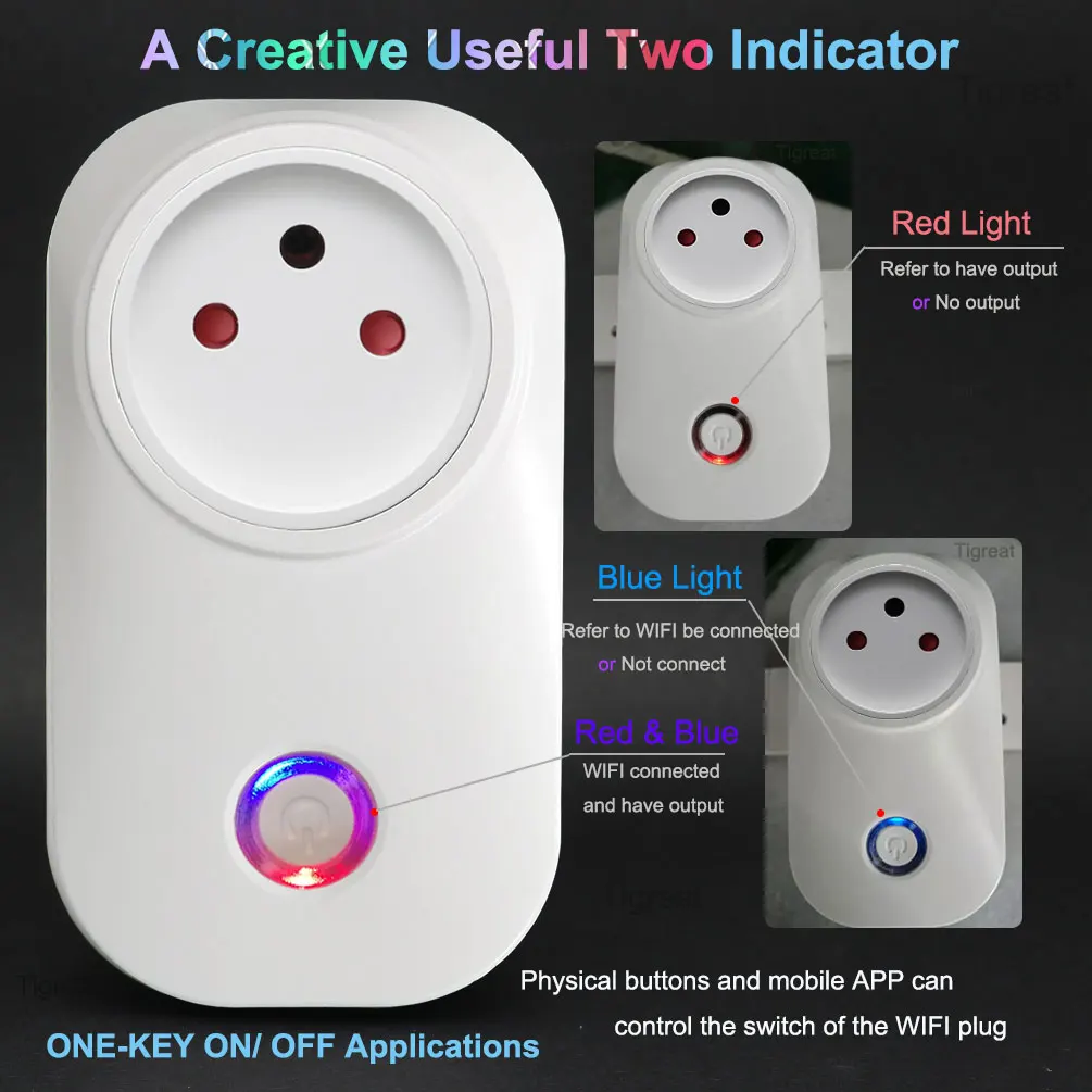 Tigreat 16A Israele Smart Plug Presa WIFI-Bluetooth ISR IL Presa-Voce, timer e telecomando-Tuya/Alexa/IFTTT/Google Life Home Automatio