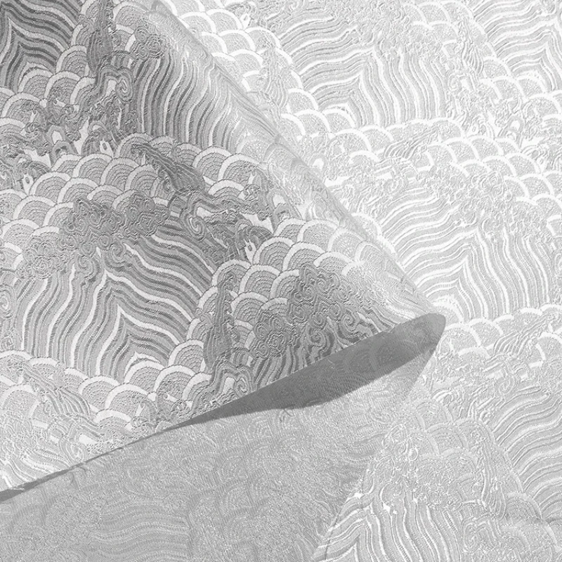 

Винтажная чистая белая парчовая ткань, ручная работа, домашнее шитье, жаккардовая текстурированная платье Cheongsam Hanfu, от кутюр, дизайнерские материалы для рукоделия