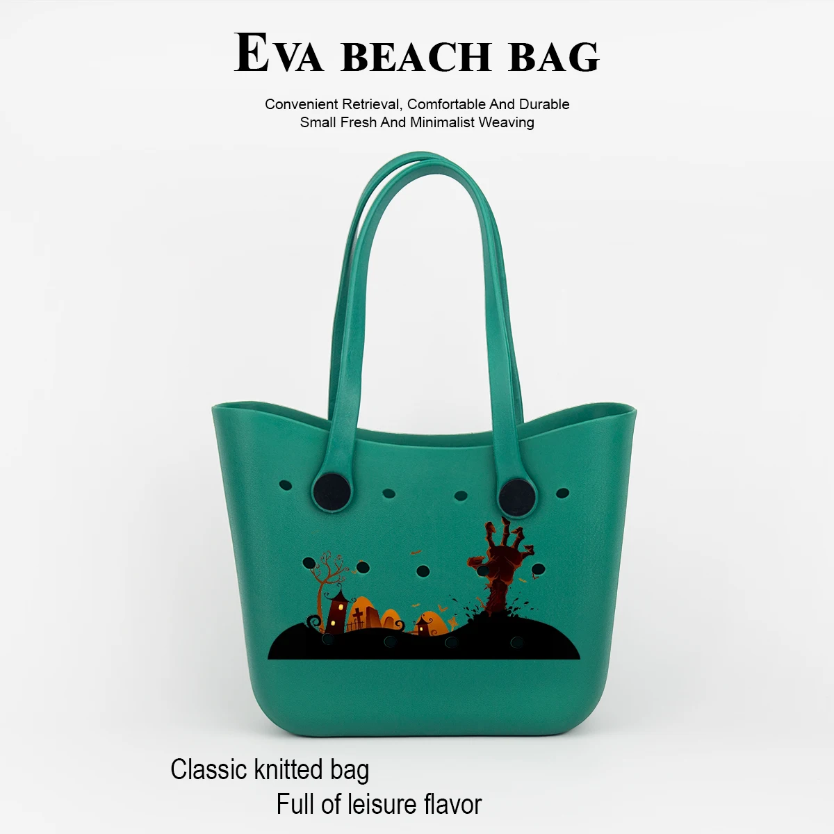 

Сумка Eva с узором на Хэллоуин, создает праздничную атмосферу, вмещает закуски, конфеты, книги, планшеты, телефона, салфетки, подходит для женщин, детей и студентов, с открытым верхом, прочный, дышащий, многоразовый, подходит для всех сезонов, подходит дл