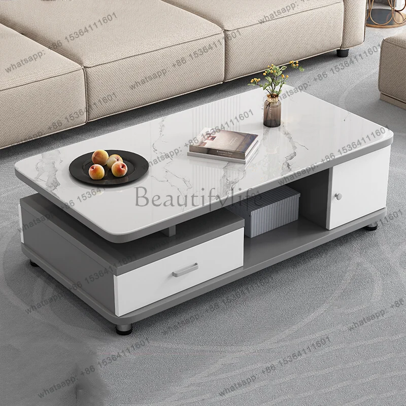 Factory Direct Sales Modern Decoration Coffee Table Wood Storage Drawers Side Table Living Room Standing Moving Kaffee Tische Lo