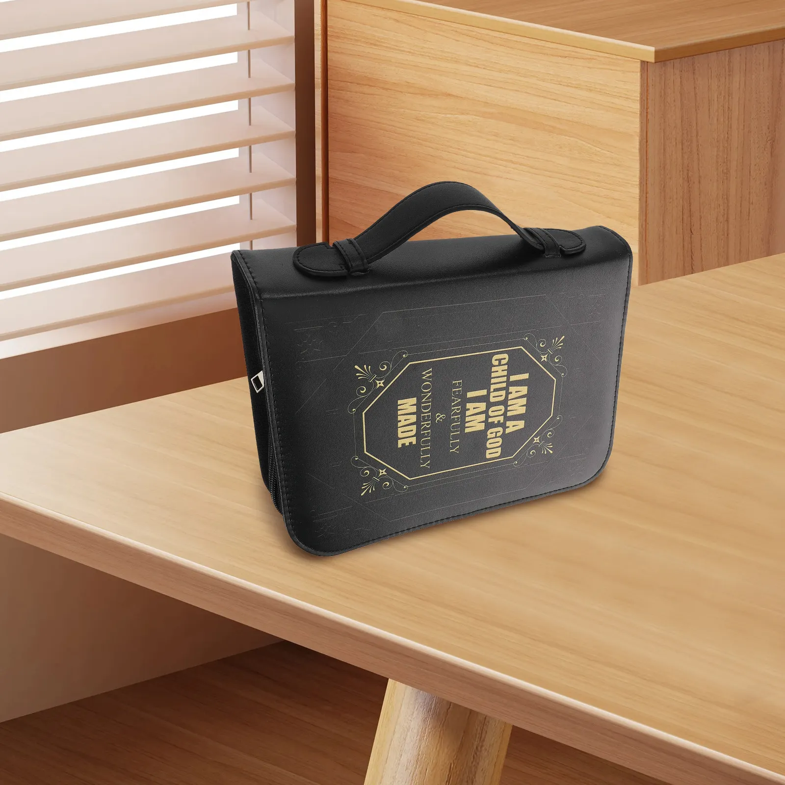 Funda Protectora Vintage para Libros y Textos Religiosos, Elegante Funda de PU con Cierre, Portátil y Ahorra Espacio