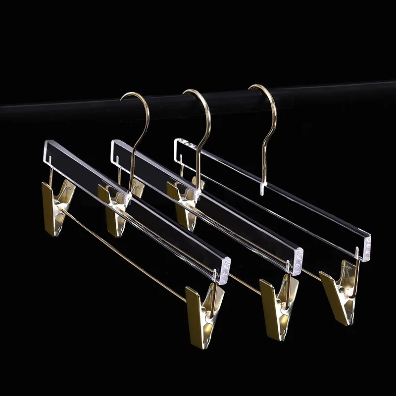 

Acrylic Clothing Hanger Display Rack Store Adult Hanger Pants Rack Clip Crystal Seamless Suit Coat Clothing Hanger for DIY Logo