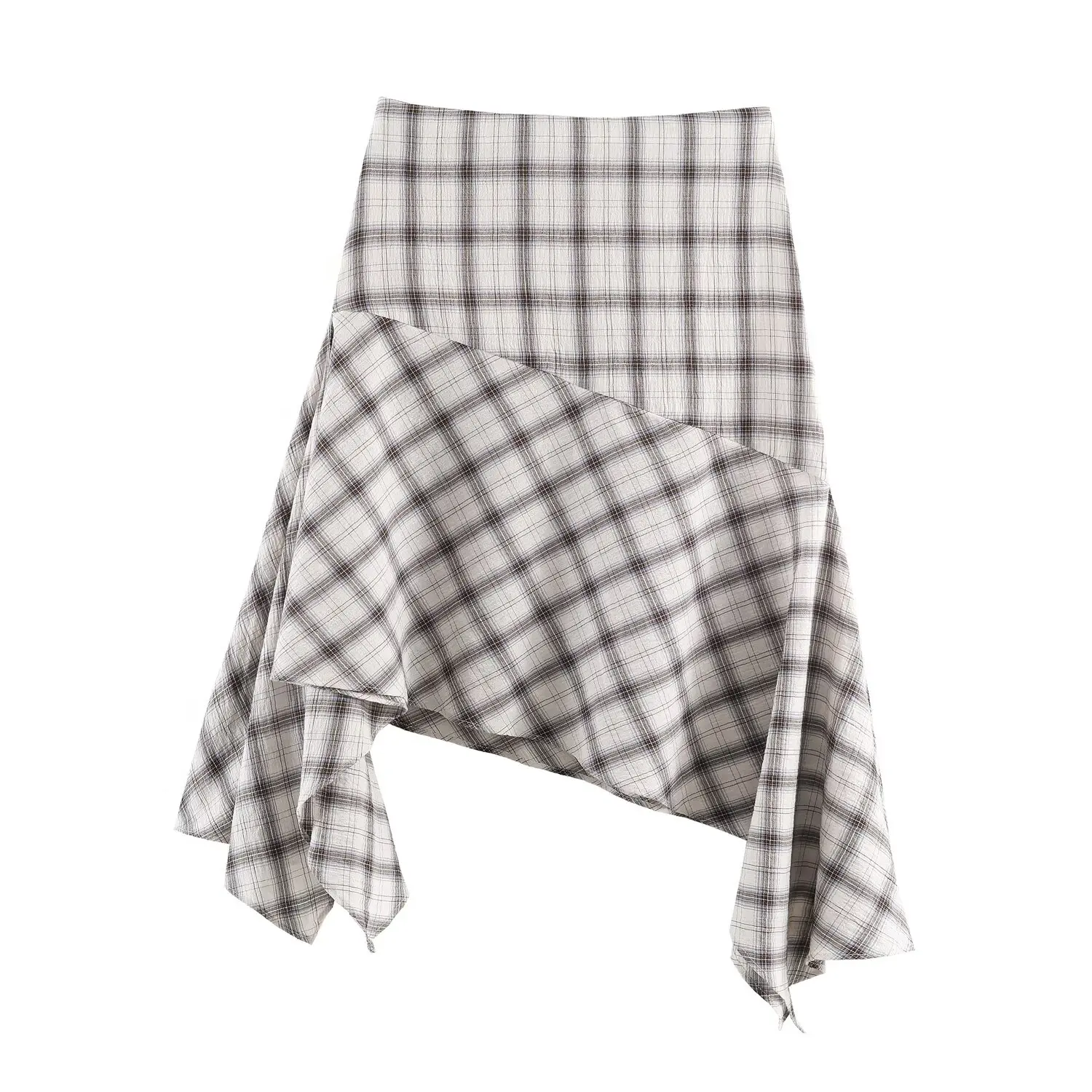 TFAFXY 2026 Frühling Neue Damen Schicke Elegante Karierte Asymmetrische A-Linien-Röcke für Frauen High Street Casual Urlaubsrock ﻿ Y2K – Detail 2