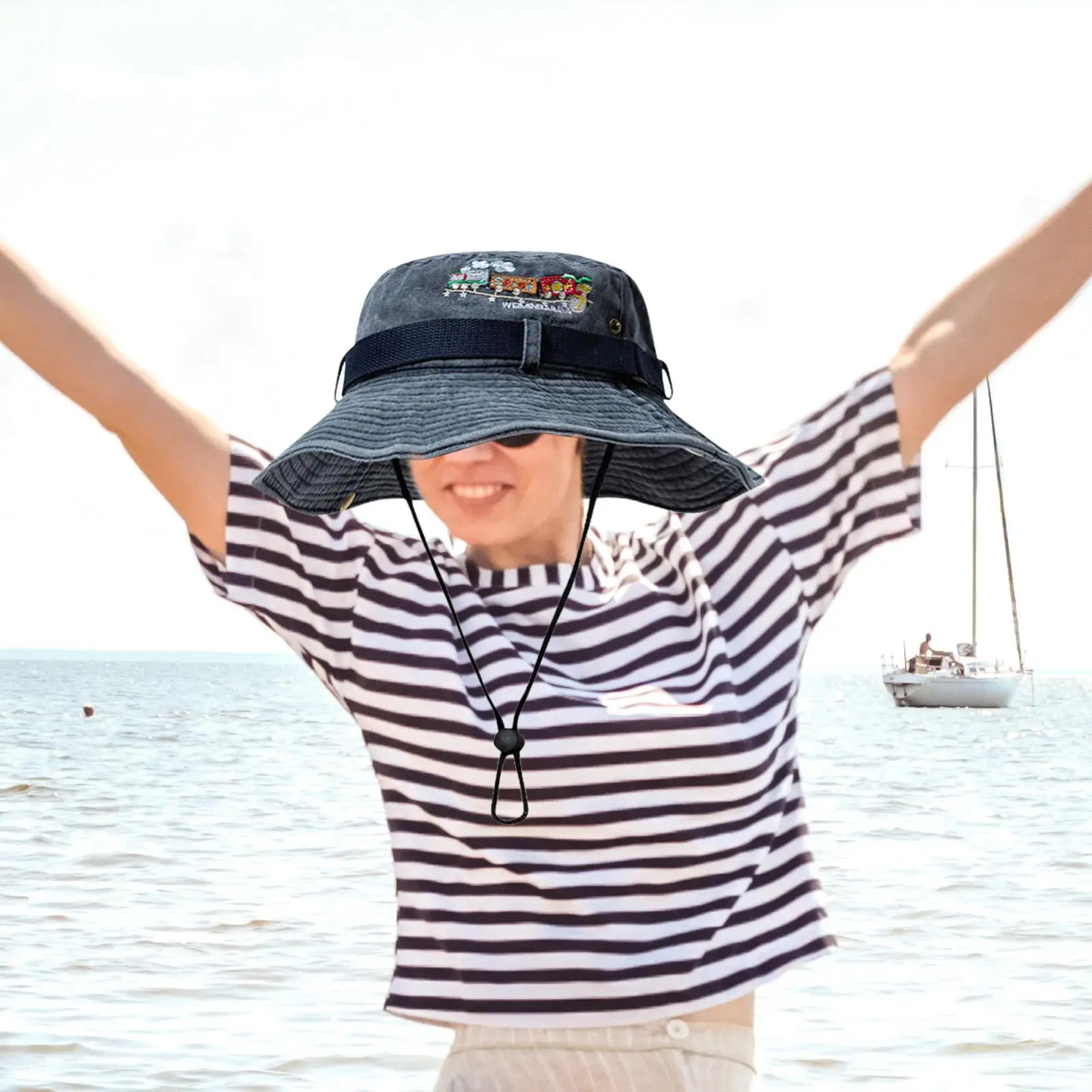 Classic Wide Brim Bucket Hat with Adjustable String Trendy Unisex Sun Hat Lightweight Outdoor Travel