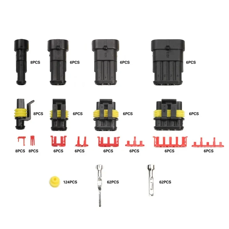 Conector impermeável encaixotado cablagens ESCONDIDAS da lâmpada do xênon, conector do carro, 1-4, 352 PCes