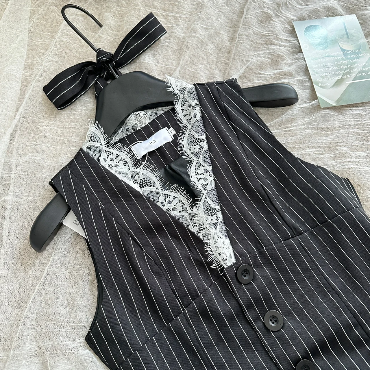 Gonna a pieghe a righe nere da donna set gonna a pieghe Vintage a-line camicia senza maniche Y2k anni \'90 coreano elegante 2000s vestiti estivi