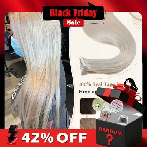 Cinta de brillo completo en 100% cabello humano Remy liso Rubio de doble cara cómoda cinta Natural sedosa ins para mujeres