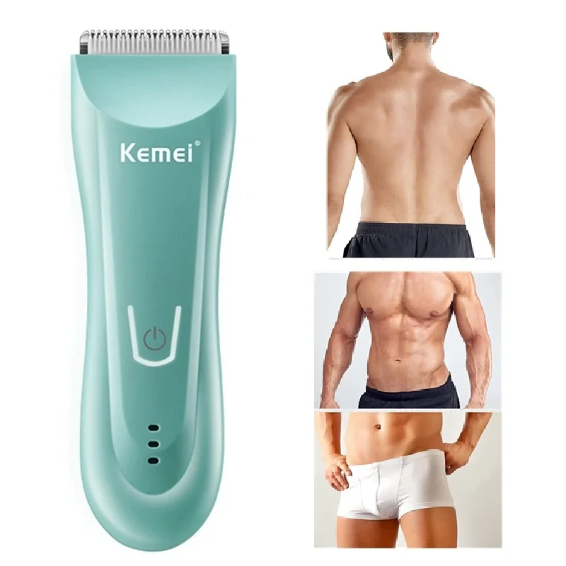 Kemei Wet Dry Groin Body Trimmer For Men Electric Face Beard Hair Trimmer Clipper Rechargeable Pubic Ball Shaver Body Groomer