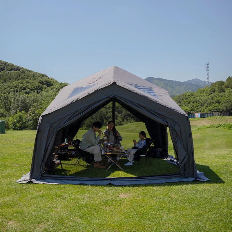 Hub Station Air Tent-Gray Four Season 3-5 Person Luxury Outdoor Camping Canvas Tent Unique Portable Inflatable Tent