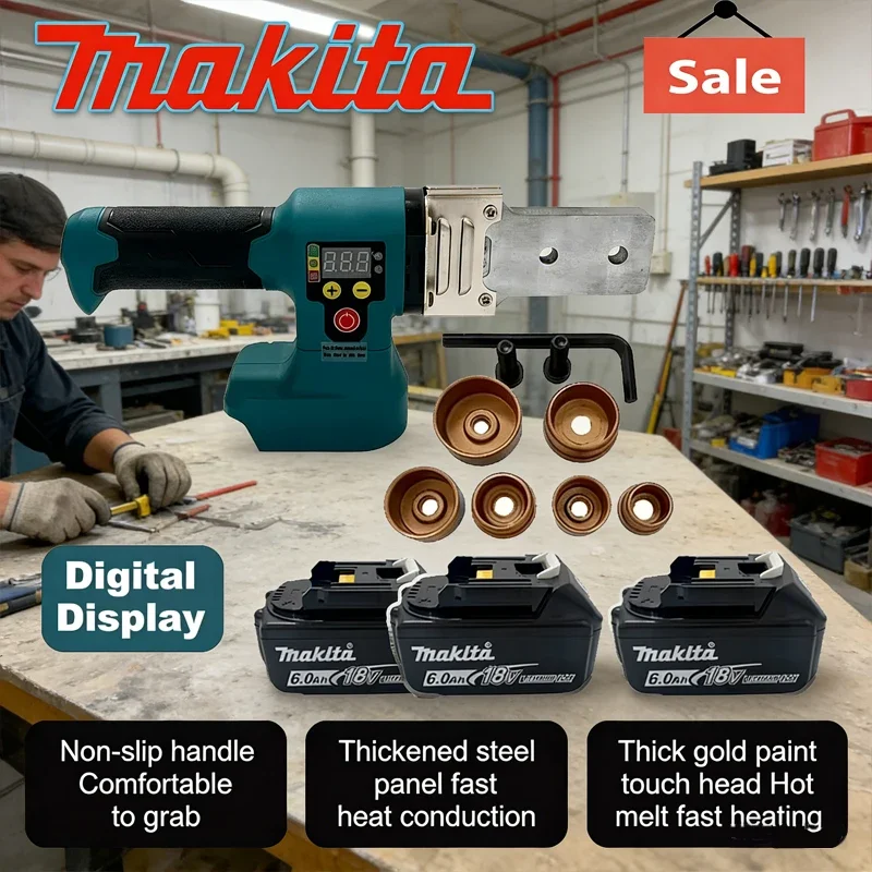 

Электрический аппарат для сварки труб Makita, беспроводной паяльник для термопластиковых труб (ПП, ППР, ПЭ), без аккумулятора