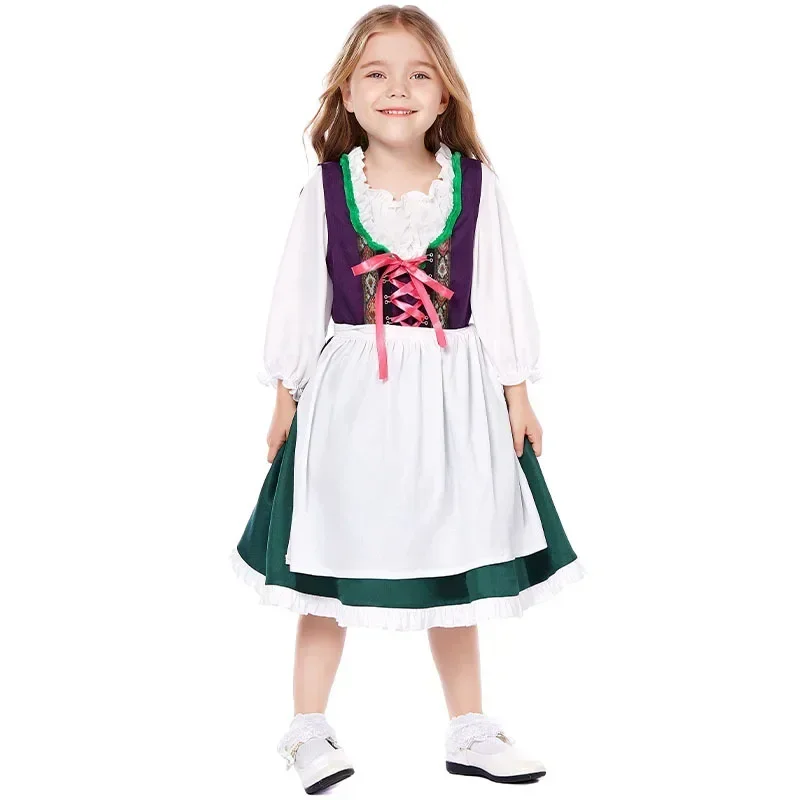 Oktoberfest Dirndl Dress for Kids Children Girl German Beer Festival Costume Cosplay Carnival Halloween Fancy Party Dress