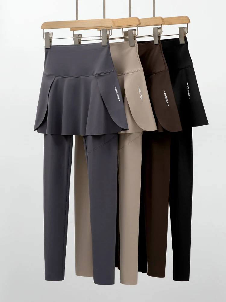Bla arkskin Pants Women's Yoga Fitn Sports Base Layer Skirt One-Piece Skirt Pants High Waist Long Leggings Casual