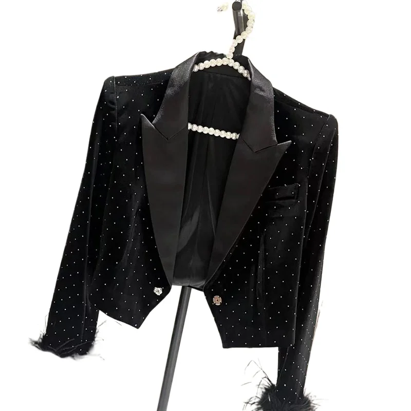 

Новое блестящее свободное женское короткое пальто с джокером на весну и осень, элегантный костюм с v-образным вырезом и кисточками, уникальное короткое офисное женское пальто