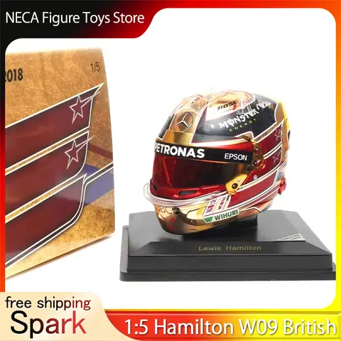 SPARK Modelo 1:5 5cm Lewis Hamilton Mercedes-AMG F1 W09 Réplica de casco - 2018 Versión del Gran Premio BritánicoJuguete de exhibición coleccionistas