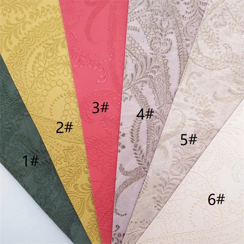 21x29cm Floral Embossed Synthetic Leather Faux Leather Vinly Fabric with Felt Backing Craft DIY Bows Bags Earrings W700