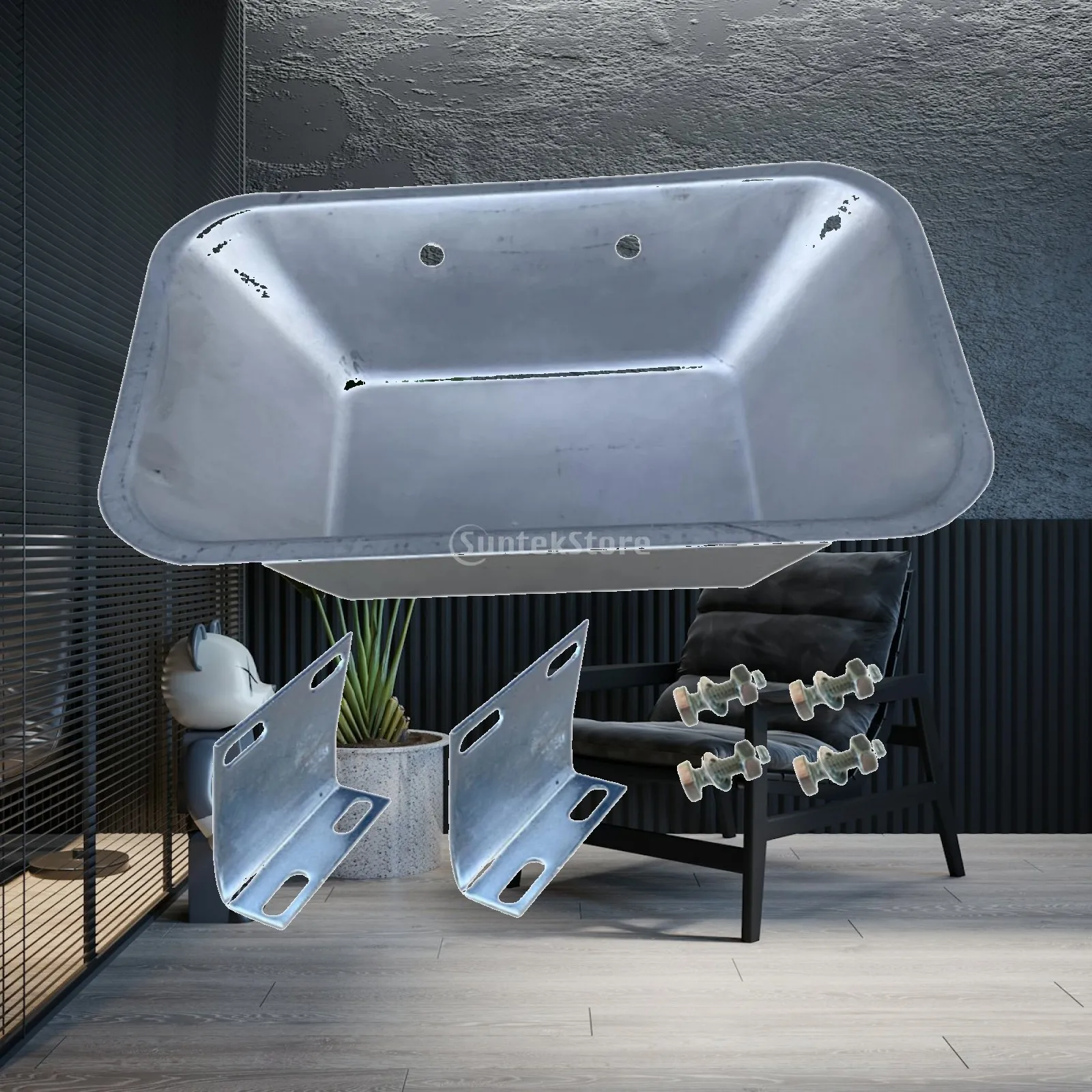 Large Pig Feeding Trough Basin Animal Feed Container Farm Accessory Sturdy Feeder Bowl for Rabbits Chickens Cattle
