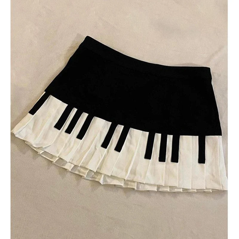 

Summer Women Chic Patchwork Thin Skirts Lady Korean Slim Fit A-line Dress Girls Designer Retro Casual Short Skirts