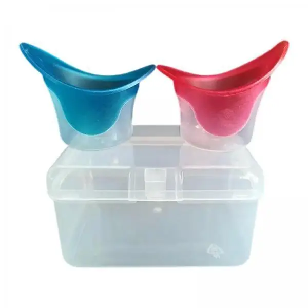 2x2 Pieces Half Silicone Eye Wash Cups Soft for Remove Dust Eye Rinse Cleaning Red and Blue