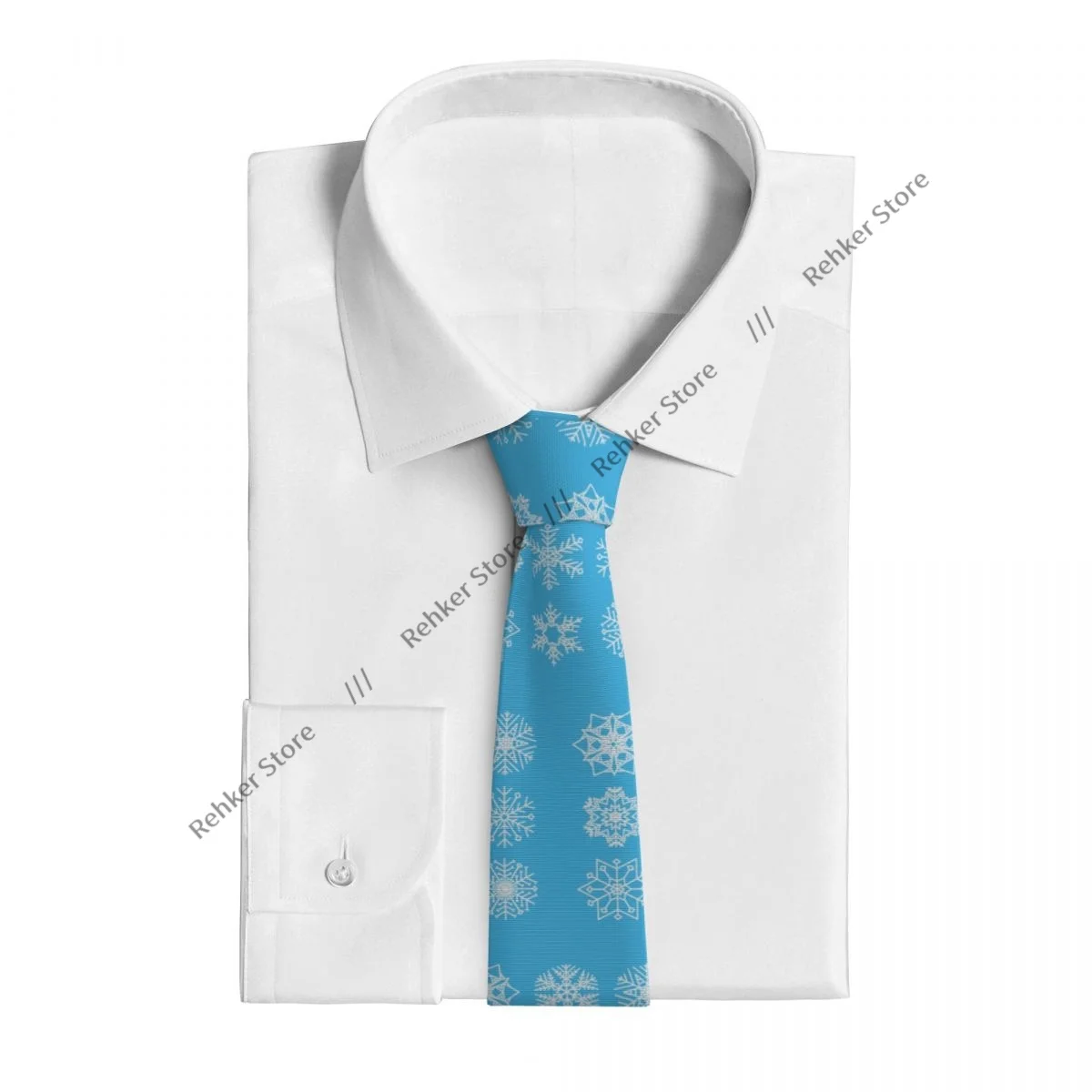 رقاقات الثلج البيضاء خلفية زرقاء ربطة العنق ربطة العنق الملابس والاكسسوارات