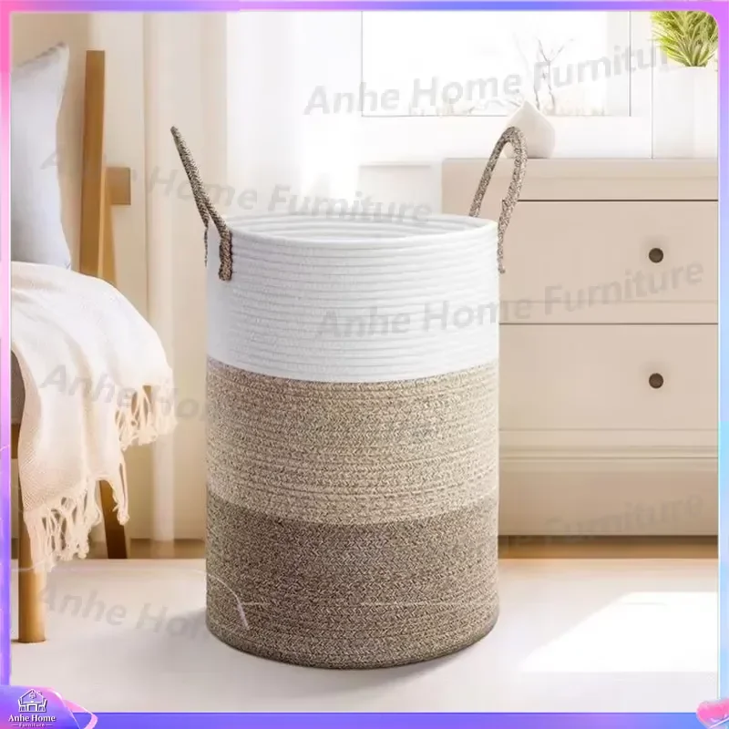 Seagrass Wicker Basket Boho Storage Bin French Bread Laundry Hamper Small Gold Cardboard Organizer 3 Grid Pet Bed Nest
