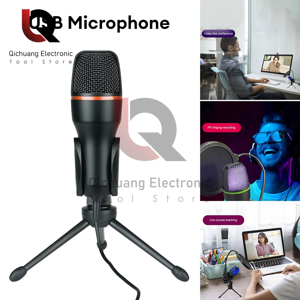 3.5MM Condenser Microphones For PC Computer Laptop Video Singing Gaming Recording Professional USB RGB Anti-Spray Microfon