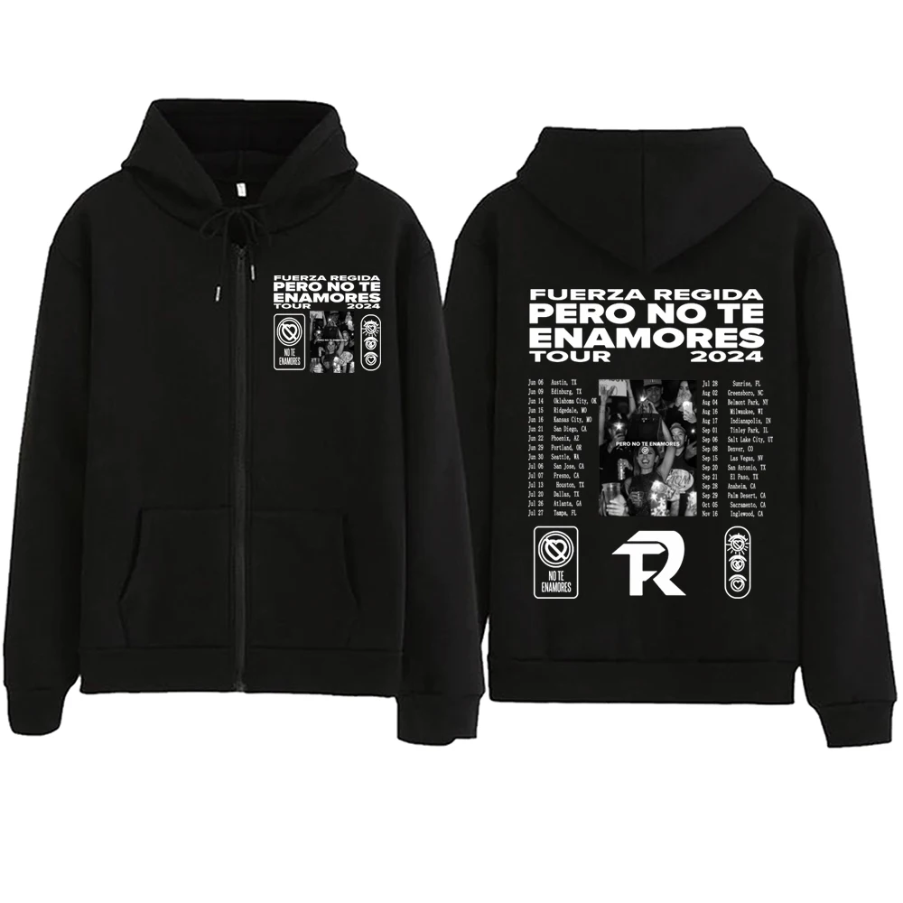 

2024 Fuerza Regida Pero No Te Enamores Tour Zipper Hoodie Harajuku Pullover Tops Popular Music Sweatshirt