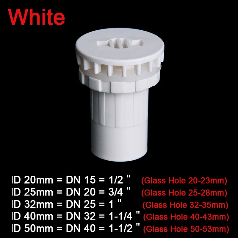 

I.D 20 to 50mm White PVC Pipe Straight Aquarium Fish Tank Joint Home DIY Water Supply Tube Drain Fittings Drainage Connectors