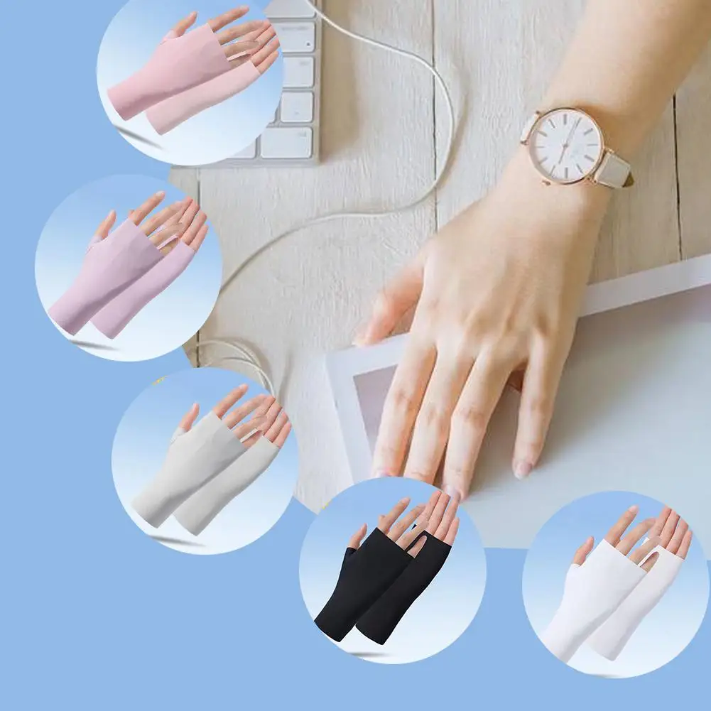 Guantes de protección solar para mujeres y hombres, guantes de medio dedo transpirables con protección UV para conducir, guantes sin dedos para pescar