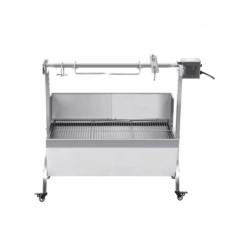 

Airo Stainless Steel Barbecue Rotisserie Grill with Back Cover Guard, Pig Lamb Roaster 2 in 1 BBQ Charcoal Rotisserie Grill