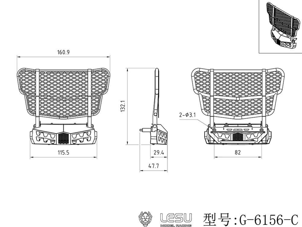RC 1/14 Frontstoßstange für Tamiya Hydraulikbagger, Lader, Muldenkipper für SCANIA MAN VOLVO Anhänger, Kipper, DIY-Teil – Detail 1