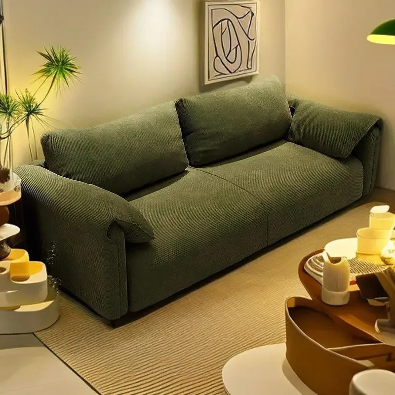Sofa rental room single double triple fabric sofa straight row new living room small apartment Internet celebrity elephant ear