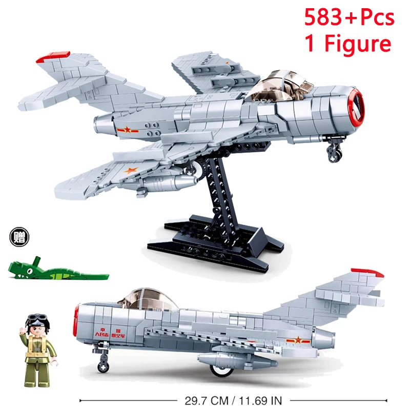 SLUBAN Military King of Jaeger AH-1Z VIPER Gunship Armed Helicopter Building Blocks Kit Bricks Classic Model Toys for Kids Gifts