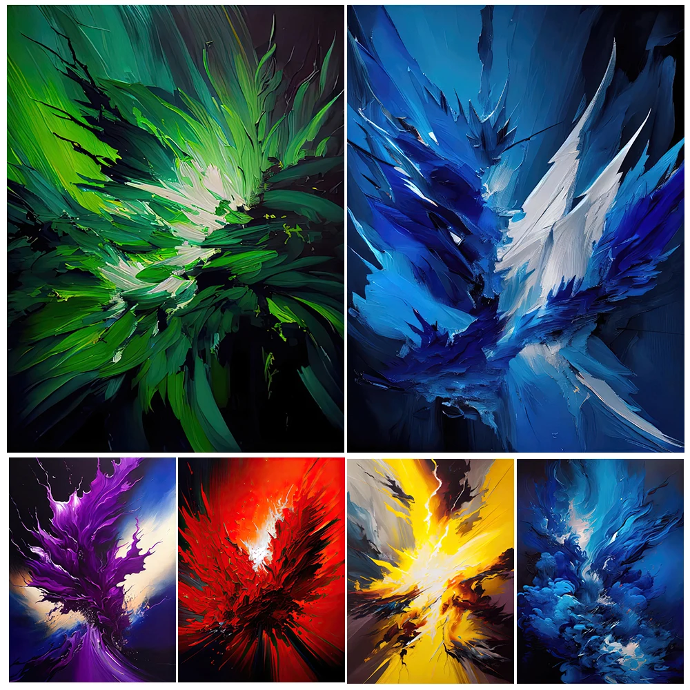 

Splattered Oil Paint Abstract Wall Art Canvas Painting,The Power Of Oil Paint Minimalist Creativity Art Poster And Print Decor