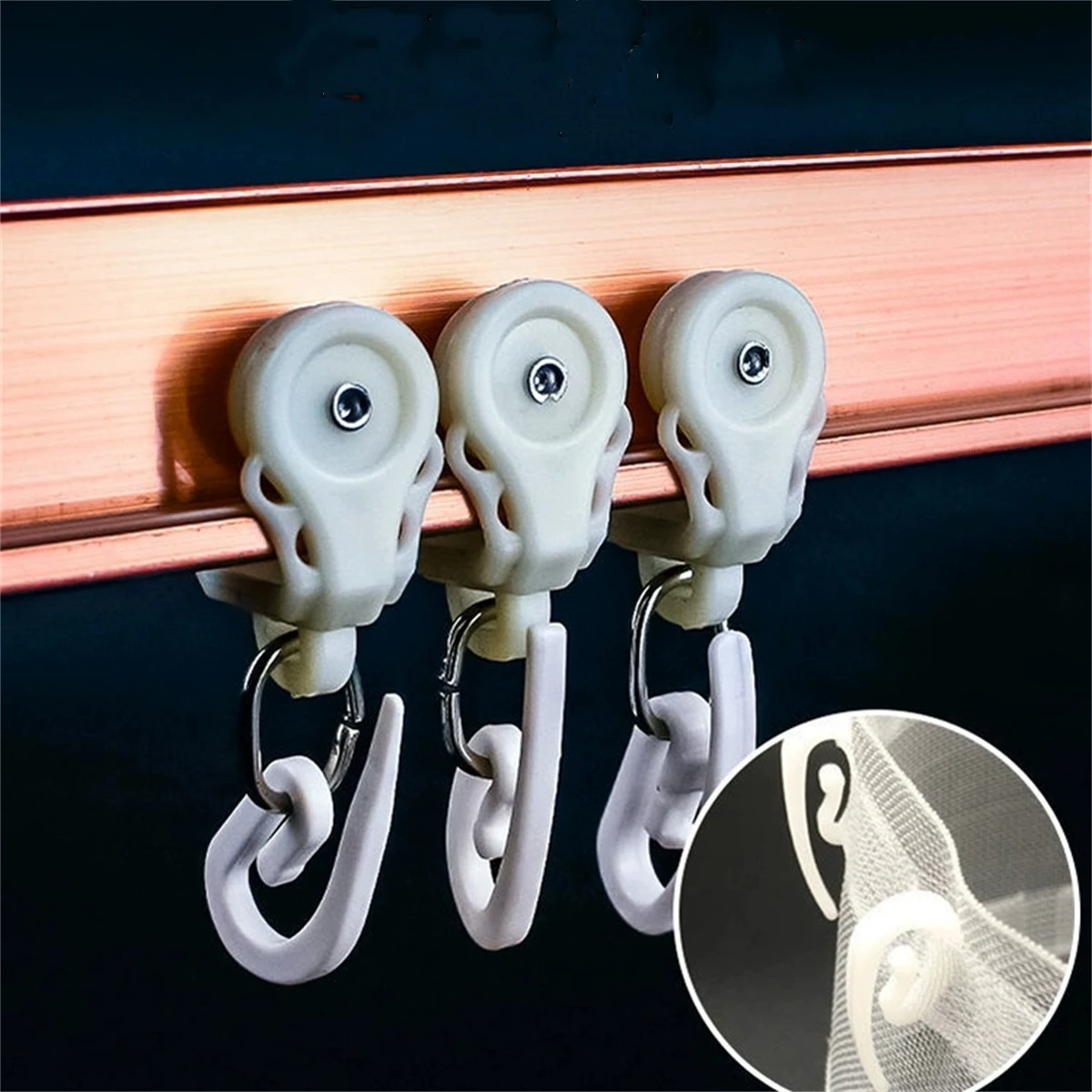 100pcs/Set Curtain Hanging Hooks Ring Window Curtain Hanger Hooks White Plastic Curtain Hook For Car Home Office Curtain
