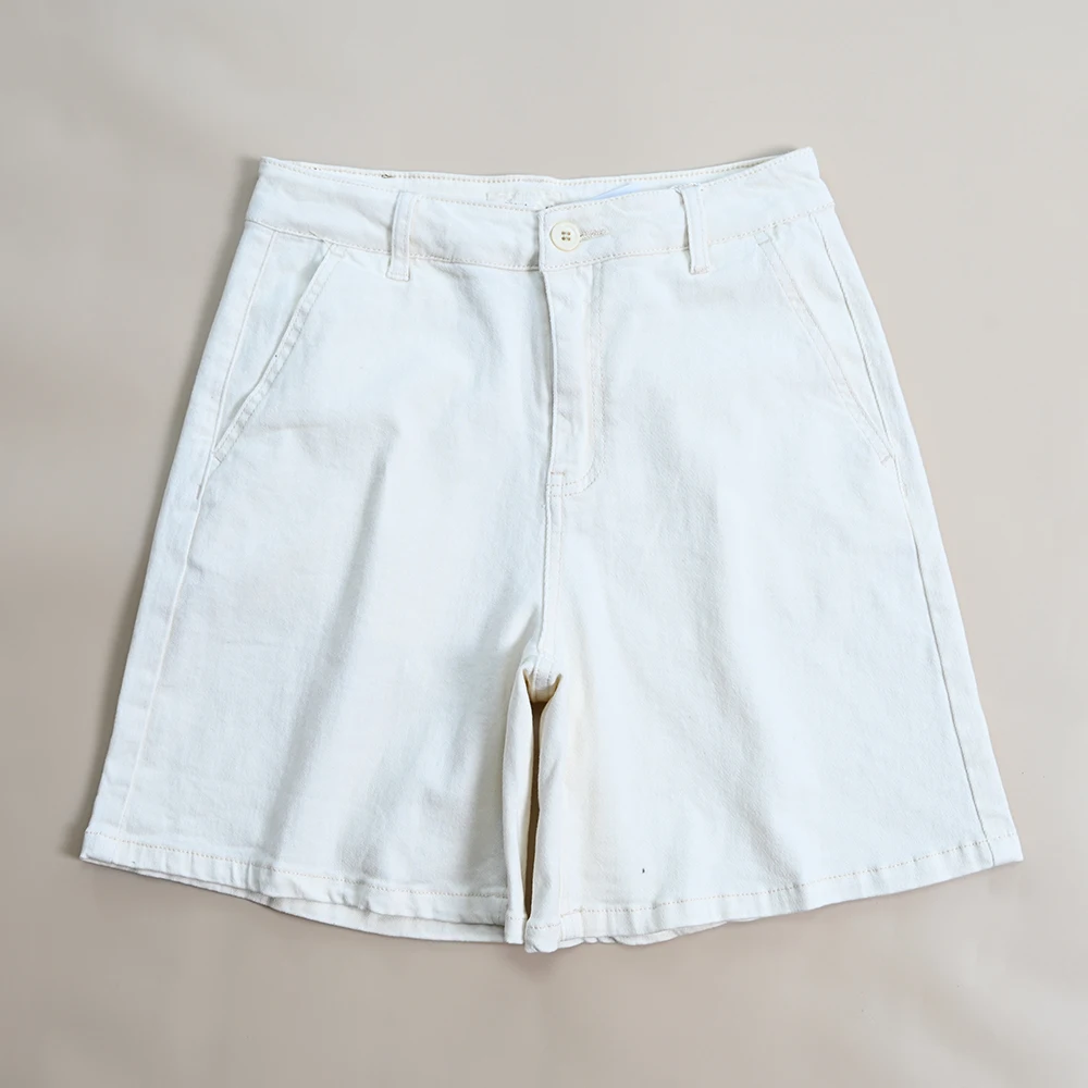 

Новые женские хлопковые джинсовые брюки с высокой талией, свободные прямые брюки с пятью очками, летние повседневные широкие брюки TING