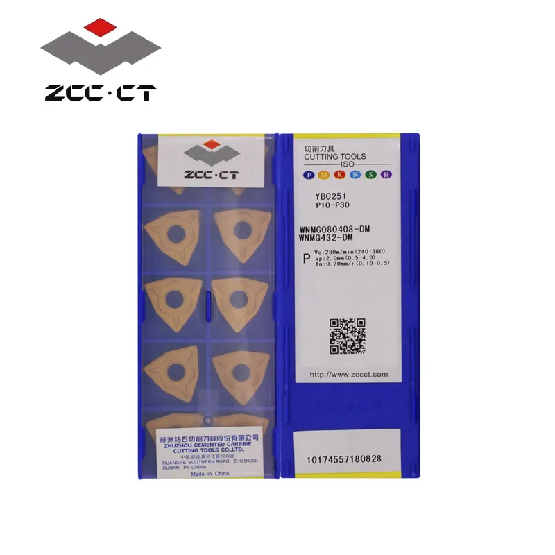 Imagem -03 - Zccct Torno Cnc Carbide Inserções Ferramentas de Torneamento 100 Original Wnmg080404-dm Ybc251 Wnmg080408-dm Ybc252 10 Pcs