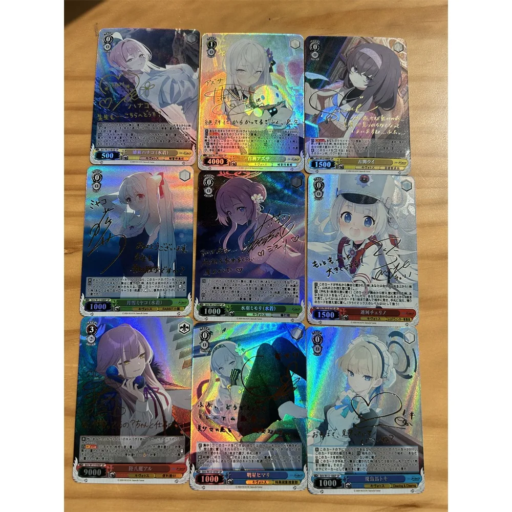 9pcs/set Blue Archive Hayase Yuka Takanashi Hoshino Shirasu Azusa DIY Refraction Flash Card Anime Game Collection Cards Toy